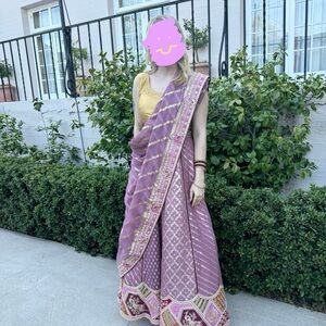 Elegant Purple and Gold Saree